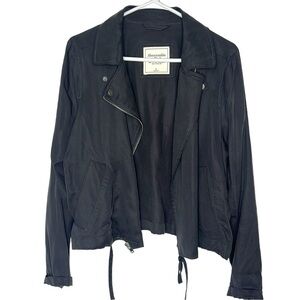 Abercrombie & Fitch Gray Drape Moto Cargo Utility Jacket